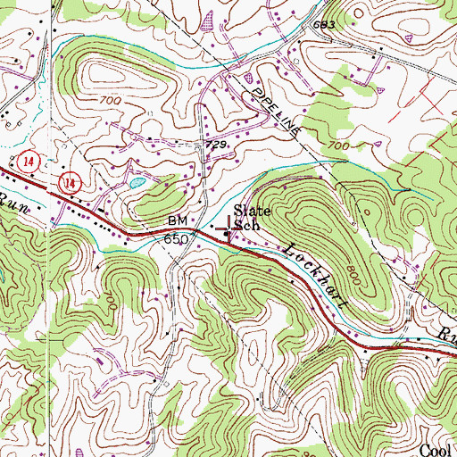 Topographic Map of Slate School (historical), WV
