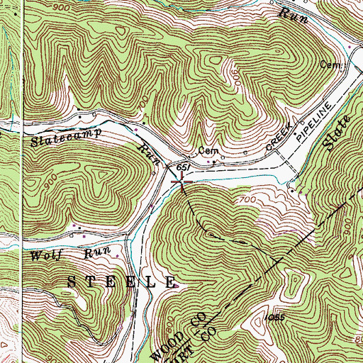 Topographic Map of Slatecamp Run, WV