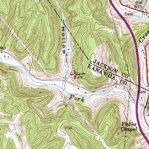 Topographic Map of Slater Cemetery, WV