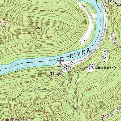 Topographic Map of Slater Creek, WV