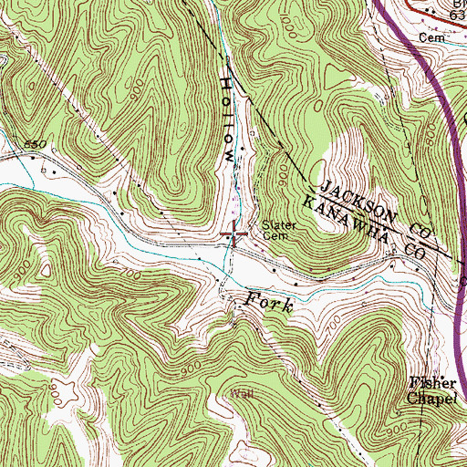 Topographic Map of Slater Hollow, WV