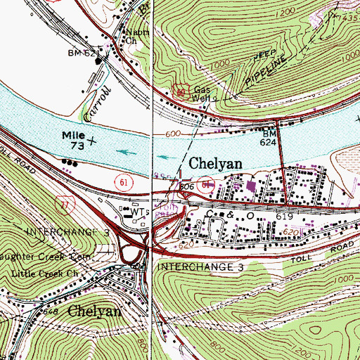 Topographic Map of Slaughter Creek, WV