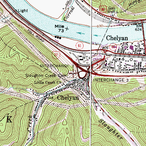 Topographic Map of Slaughter Creek Cemetery, WV