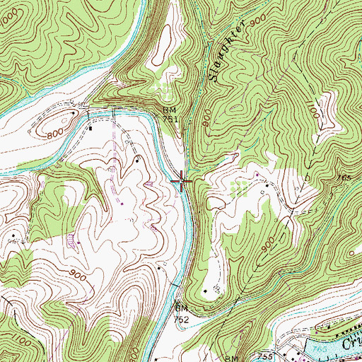 Topographic Map of Slaughter Run, WV