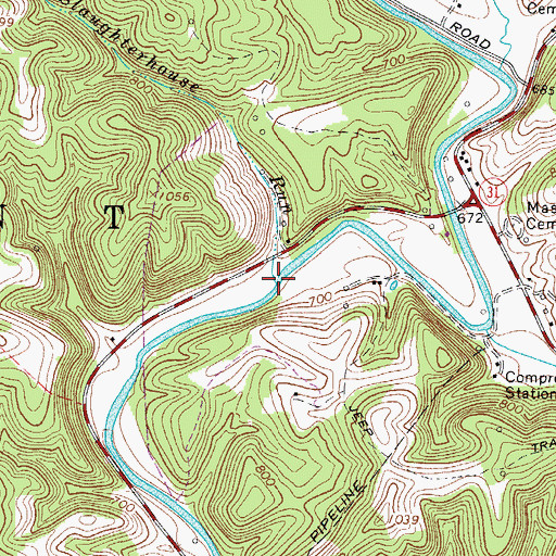 Topographic Map of Slaughterhouse Run, WV