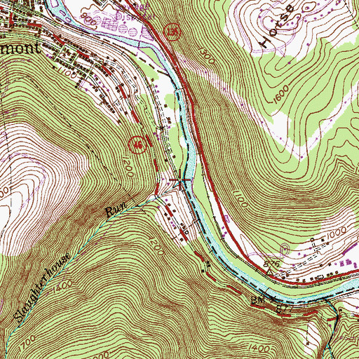 Topographic Map of Slaughterhouse Run, WV
