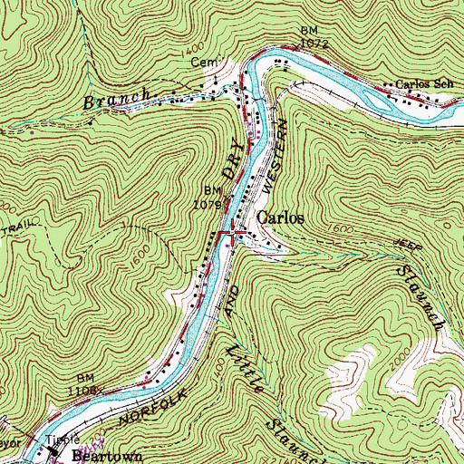 Topographic Map of Slaunch Branch, WV