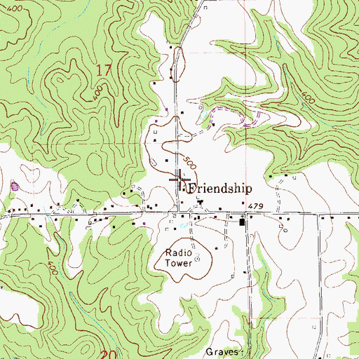Topographic Map of Friendship Cemetery, AL