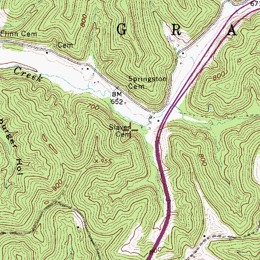 Topographic Map of Slaven Cemetery, WV