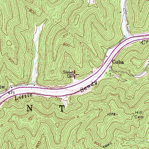 Topographic Map of Slaven Cemetery, WV