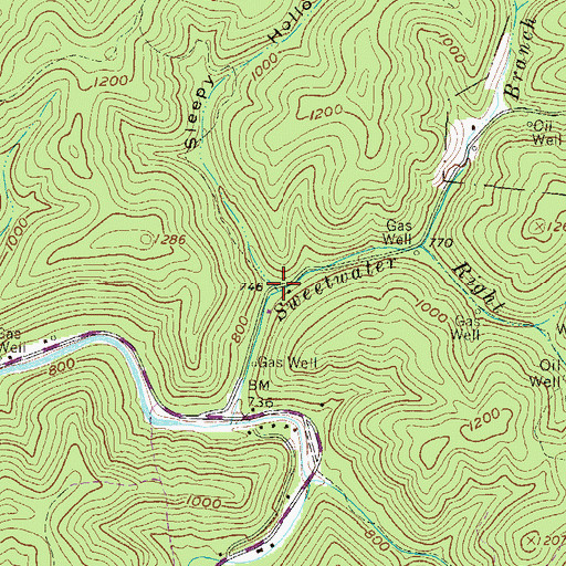 Topographic Map of Sleepy Hollow, WV