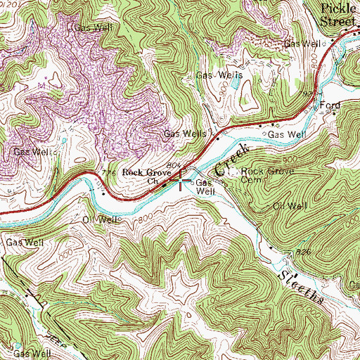 Topographic Map of Sleeths Run, WV