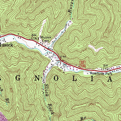 Topographic Map of Slick Rock Branch, WV