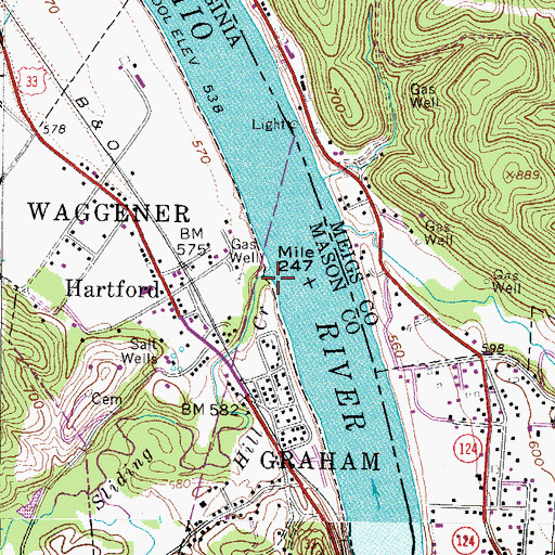 Topographic Map of Sliding Hill Creek, WV