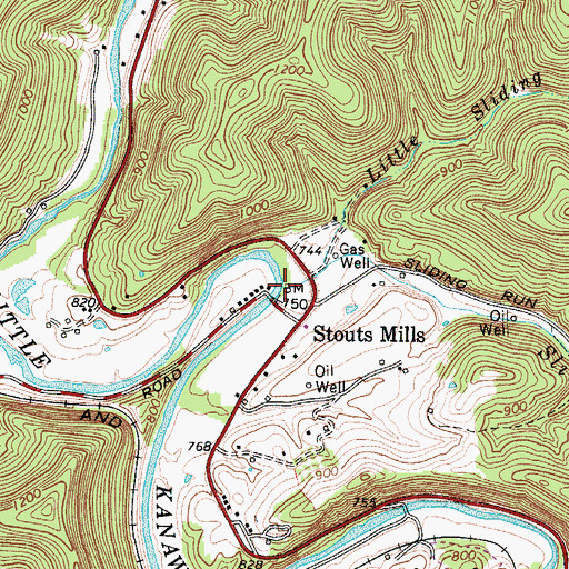 Topographic Map of Sliding Run, WV