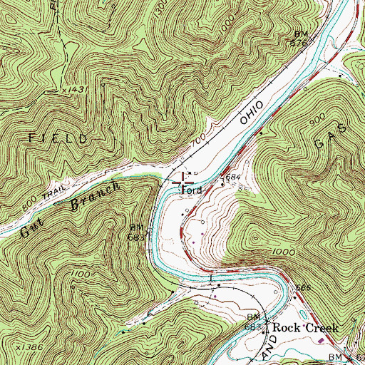 Topographic Map of Slippery Gut Branch, WV