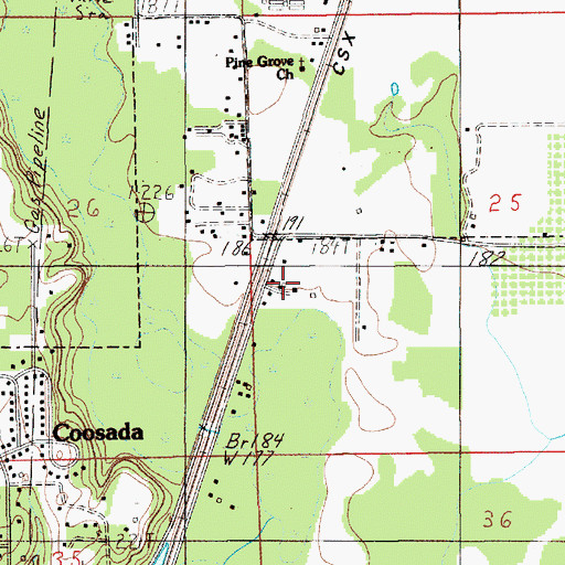 Topographic Map of Coosada Elementary School (historical), AL