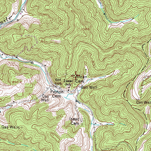 Topographic Map of Sloan Cemetery, WV