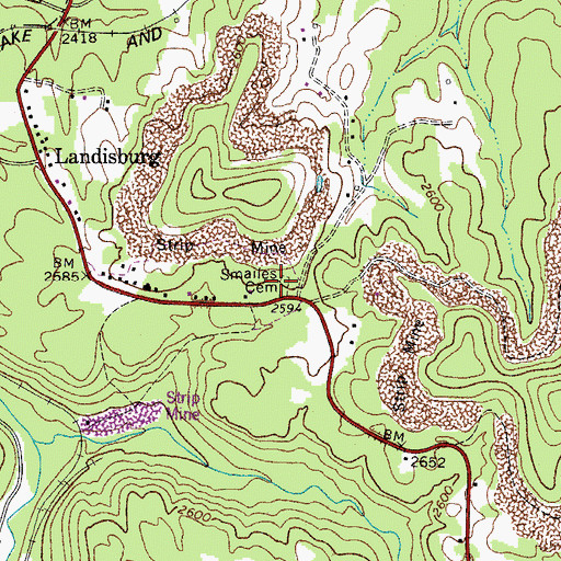 Topographic Map of Smailes Cemetery, WV