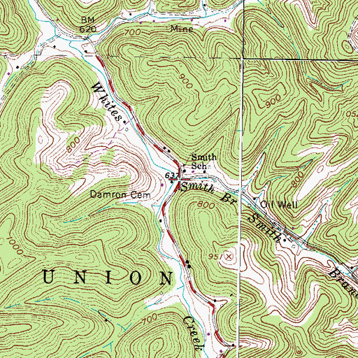 Topographic Map of Smith Branch, WV