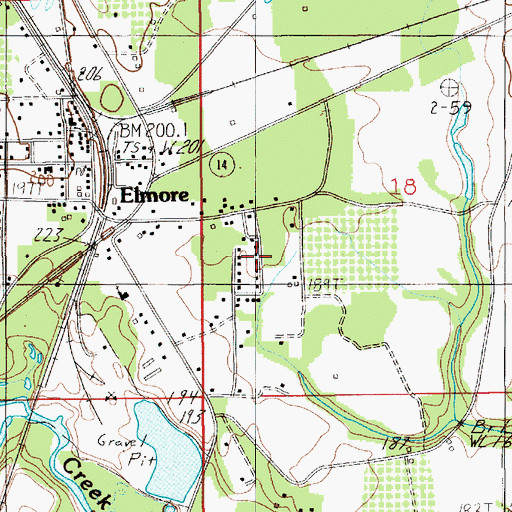 Topographic Map of Elmore Elmentary School (historical), AL