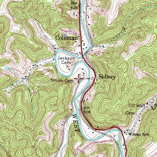 Topographic Map of Smith Cemetery, WV
