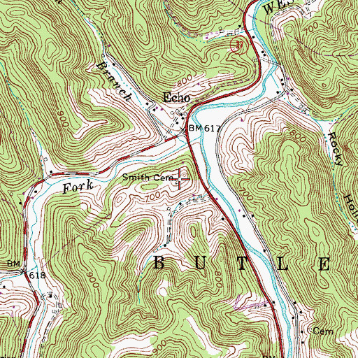 Topographic Map of Smith Cemetery, WV