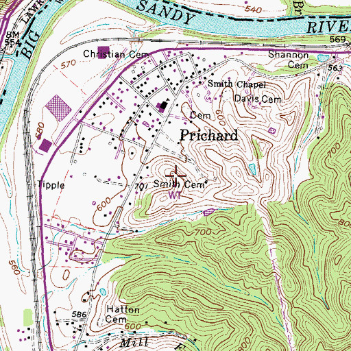 Topographic Map of Smith Cemetery, WV