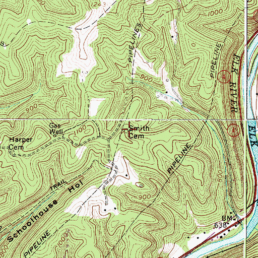 Topographic Map of Smith Cemetery, WV