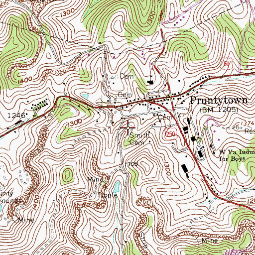 Topographic Map of Smith Cemetery, WV