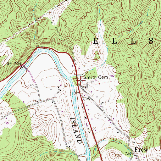 Topographic Map of Smith Cemetery, WV