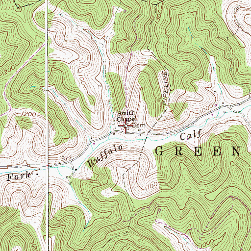 Topographic Map of Smith Chapel, WV