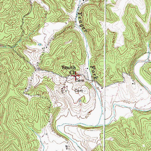 Topographic Map of Smith Church, WV