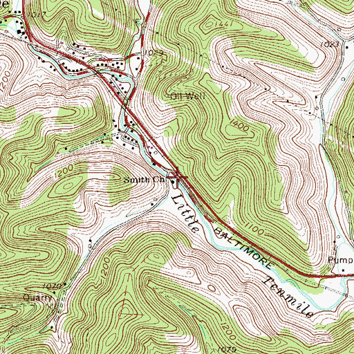 Topographic Map of Smith Baptist Church, WV