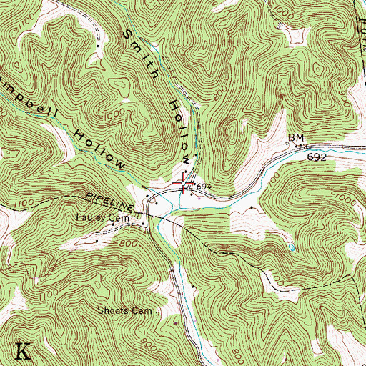Topographic Map of Smith Hollow, WV
