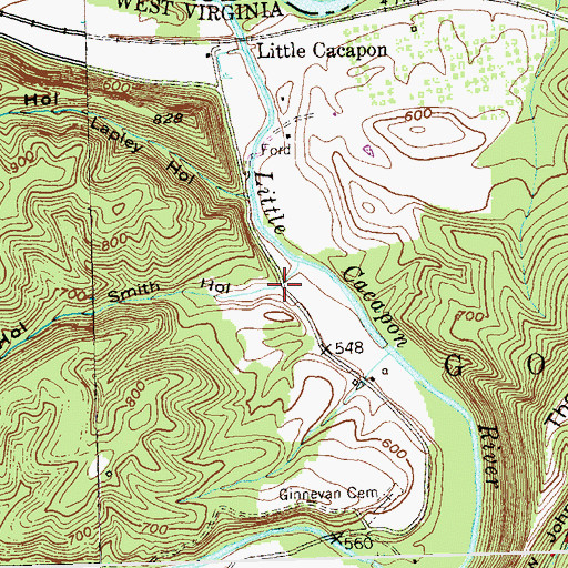 Topographic Map of Smith Hollow, WV