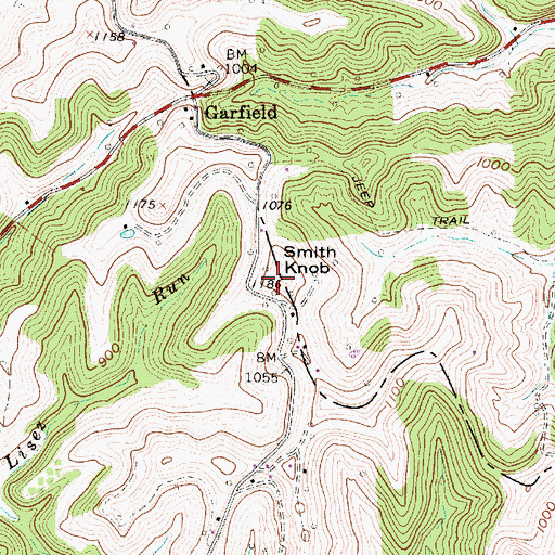 Topographic Map of Smith Knob, WV