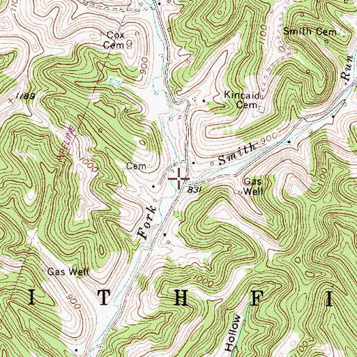 Topographic Map of Smith Run, WV
