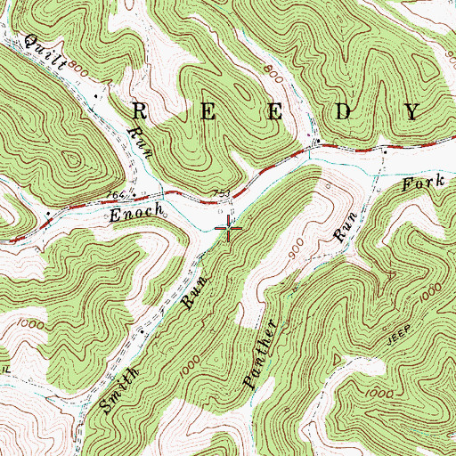 Topographic Map of Smith Run, WV