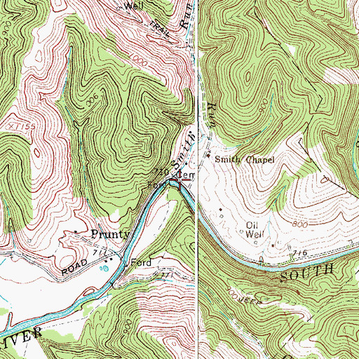Topographic Map of Smith Run, WV
