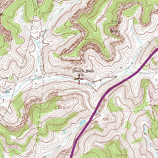 Topographic Map of Smith Run Church, WV