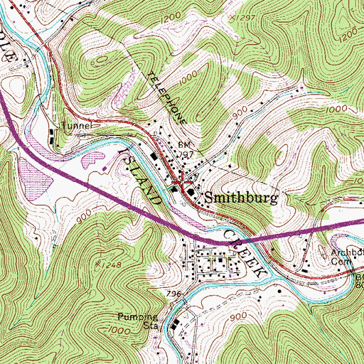 Topographic Map of Smithburg, WV
