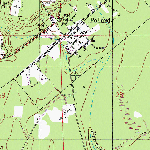 Topographic Map of Pollard Junior High School (historical), AL