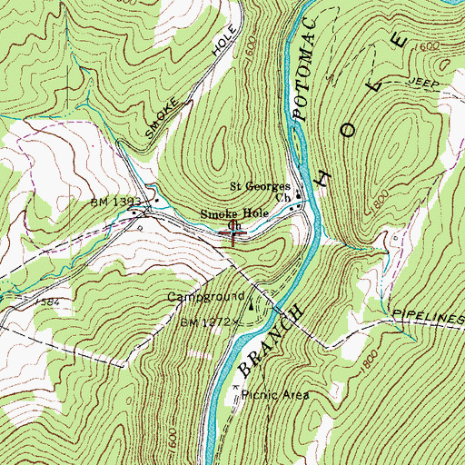 Topographic Map of Smoke Hole Church, WV