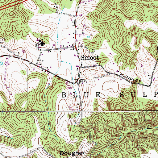 Topographic Map of Smoot, WV