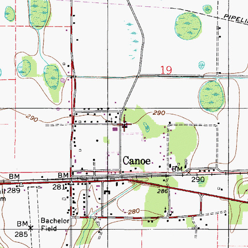 Topographic Map of Canoe Elementary School, AL