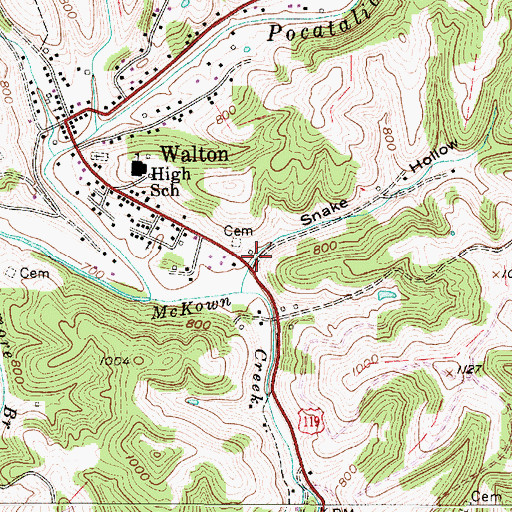 Topographic Map of Snake Hollow, WV