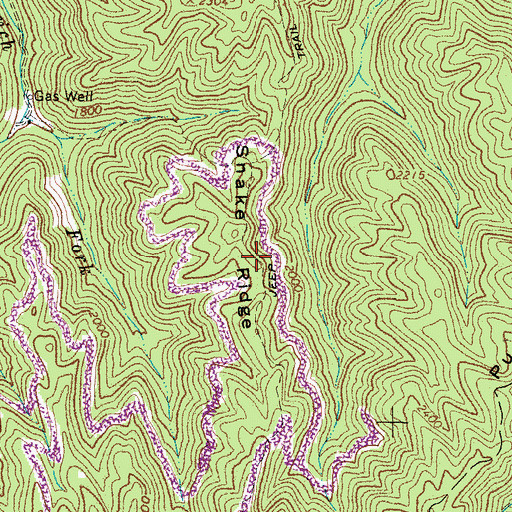 Topographic Map of Snake Ridge, WV