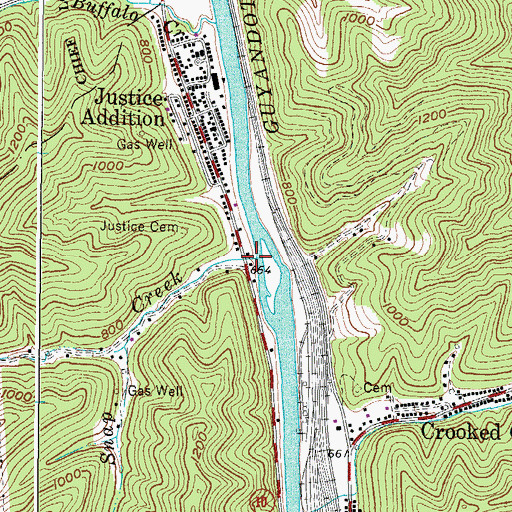 Topographic Map of Snap Creek, WV