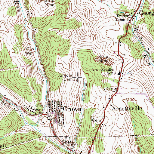 Topographic Map of Snider Cemetery, WV